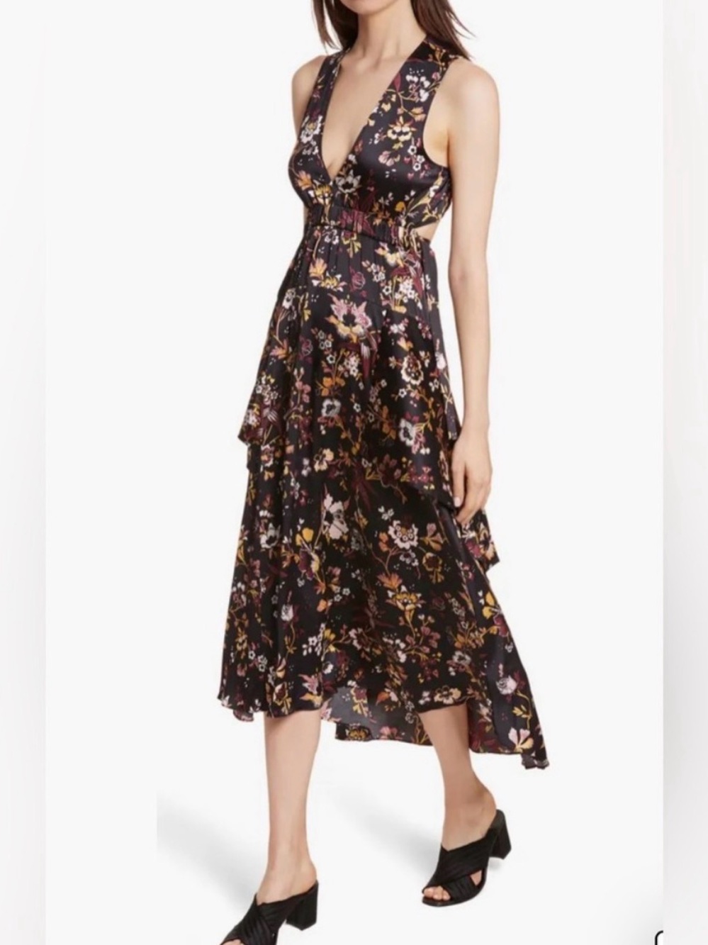 ALC Silk Midi Dress Floral Print